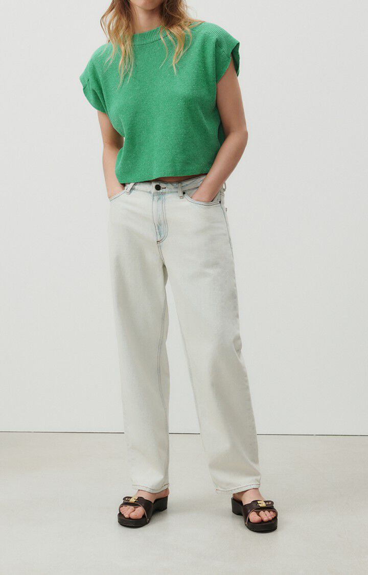 American Vintage Pull Femme Dozborow - NENUPHAR CHINE 4 Manches Courtes Vert - E23