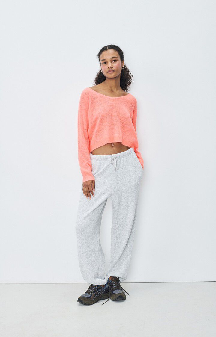 American Vintage Pull Femme Dumy - CORAIL FLUO 52 Manches Longues Rose - E25