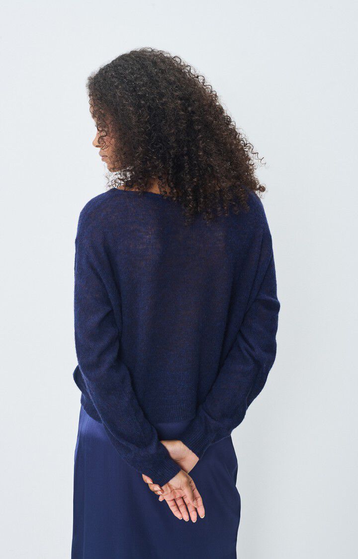 American Vintage Pull Femme Dumy - NAVY CHINE 52 Manches Longues Bleu - E25