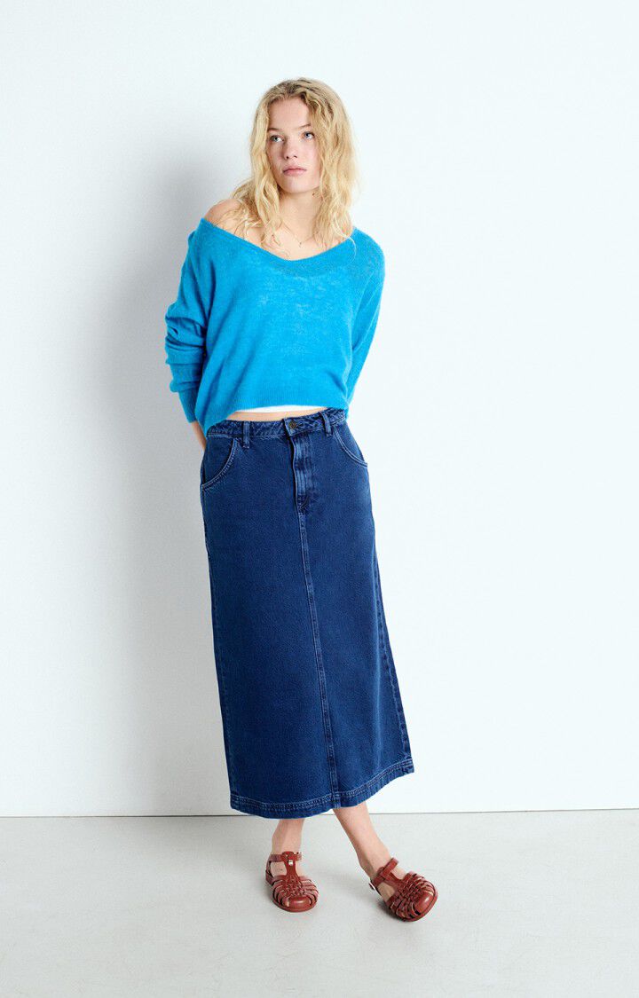 American Vintage Pull Femme Dumy - PARADISE CHINE 52 Manches Longues Bleu - E25