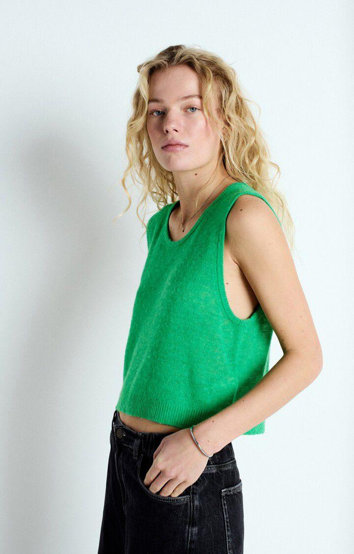 american vintage Pull femme Dumy - VERDOYANT CHINE 0 Sans manches Vert - E25