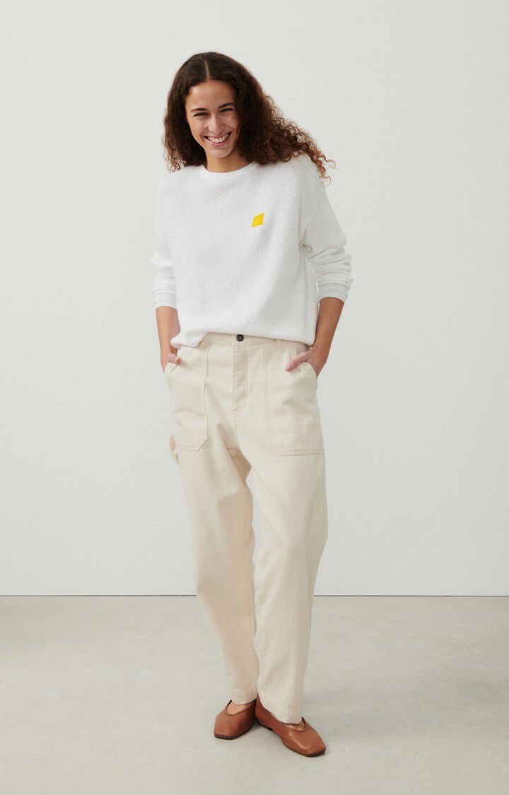 American Vintage Pull Femme Dylbay - BLANC 47 Manches Longues Blanc - E24