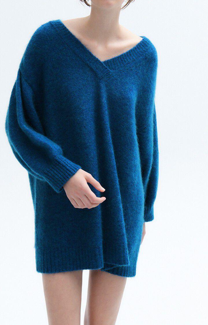 american vintage Pull femme East - BOURRASQUE CHINE 39 Manches longues Bleu - E23