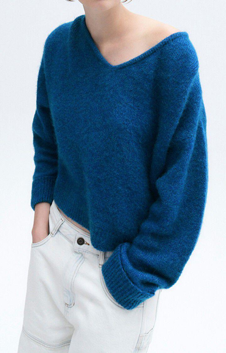 american vintage Pull femme East - BOURRASQUE CHINE 46 Manches longues Bleu - E23