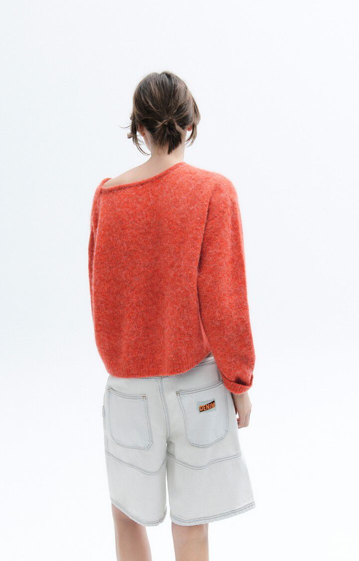 American Vintage Pull Femme East - CAPUCINE CHINE 46 Manches Longues Rouge - E23