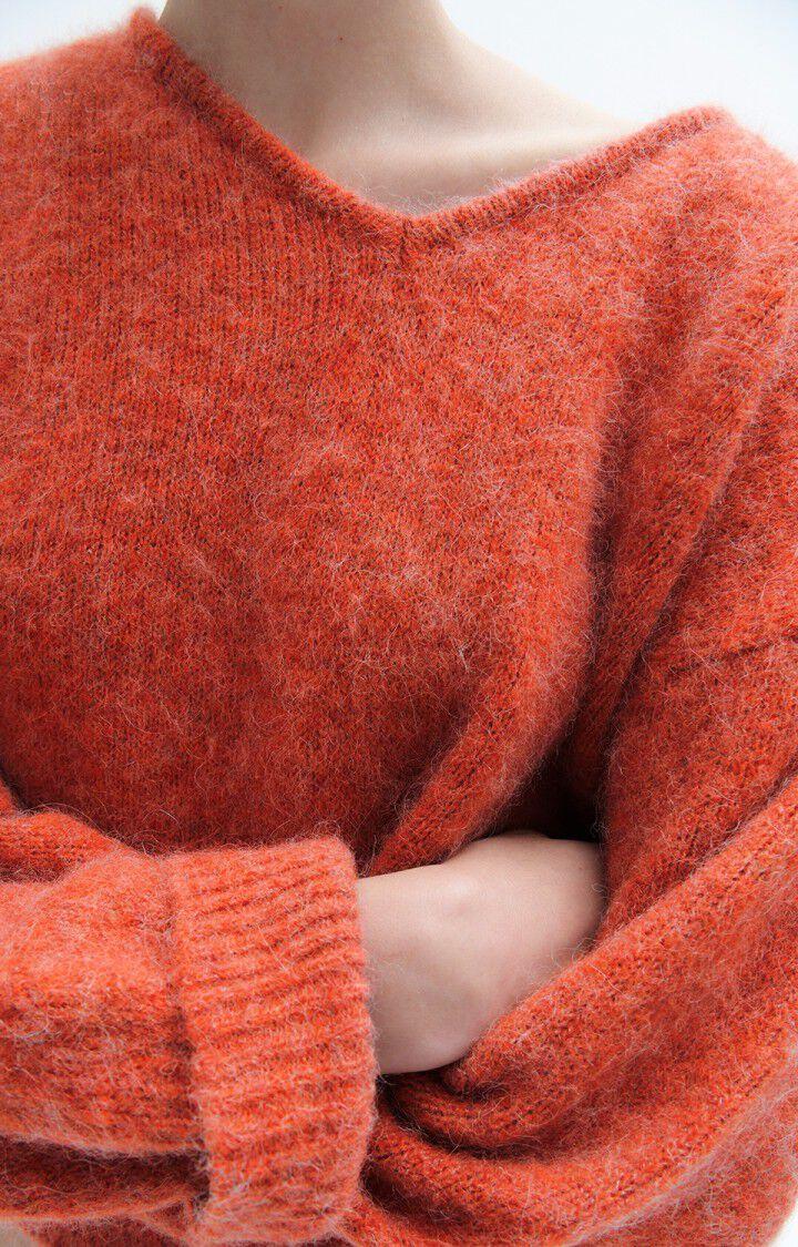 American Vintage Pull Femme East - CAPUCINE CHINE 46 Manches Longues Rouge - E23