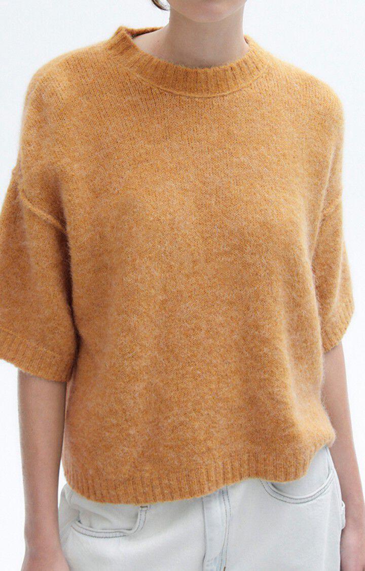 american vintage Pull femme East - CHAMEAU CHINE 20 Manches courtes Marron - E23