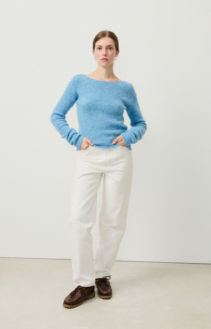 American Vintage Pull Femme East - CIEL CHINE 58 Manches Longues Bleu - H24