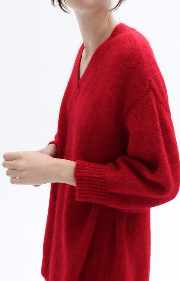 American Vintage Pull Femme East - COCCINELLE CHINE 39 Manches Longues Rouge - E23