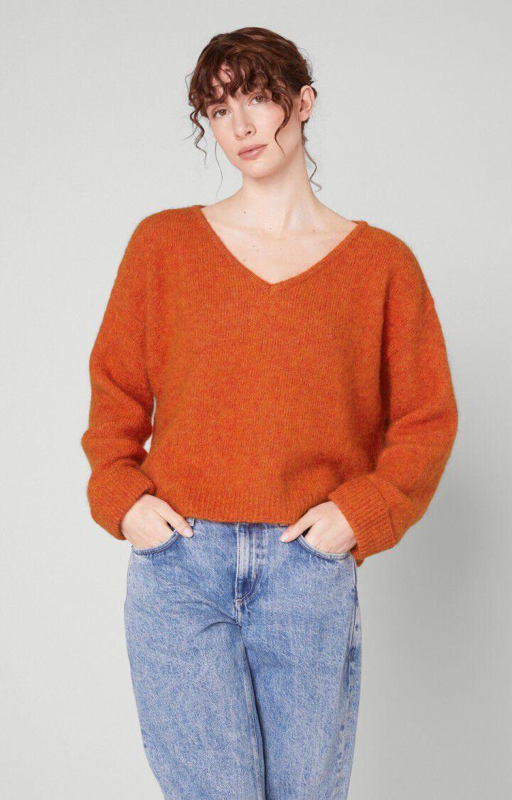 american vintage Pull femme East - FEU CHINE 46 Manches longues Orange - H22