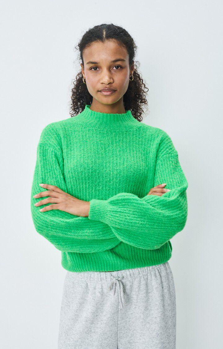 american vintage Pull femme East - GRENOUILLE FLUO 48 Manches longues Vert - E25