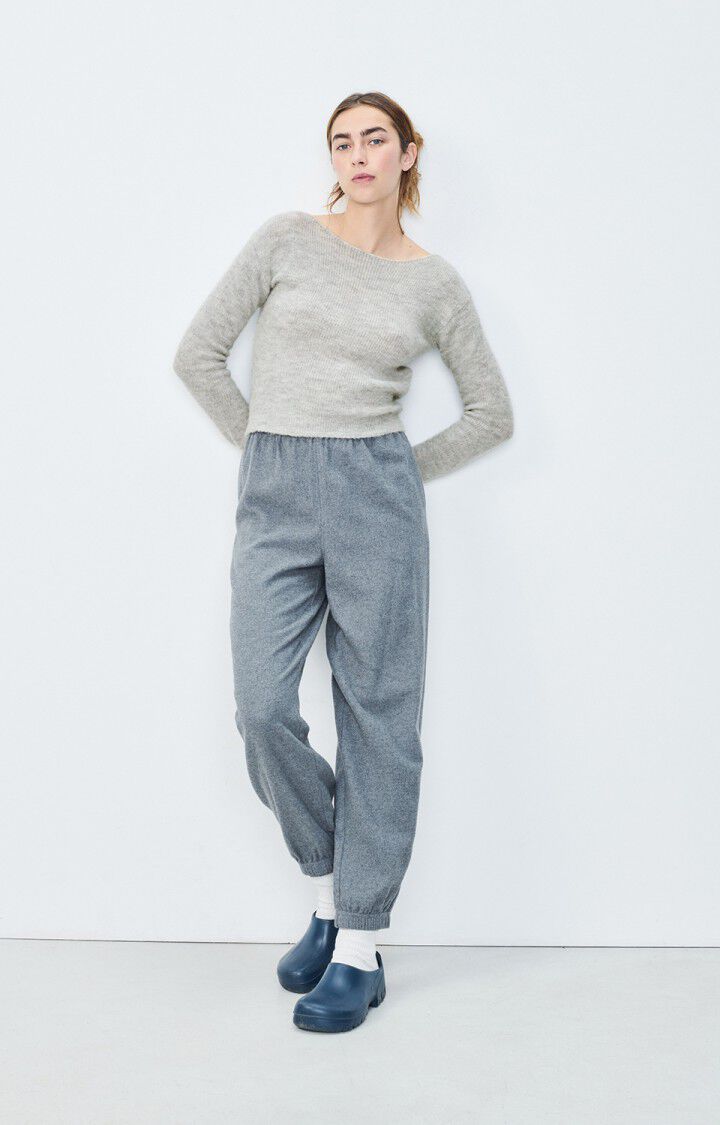 American Vintage Pull Femme East - GRIS CHINE 58 Manches Longues Gris - H24