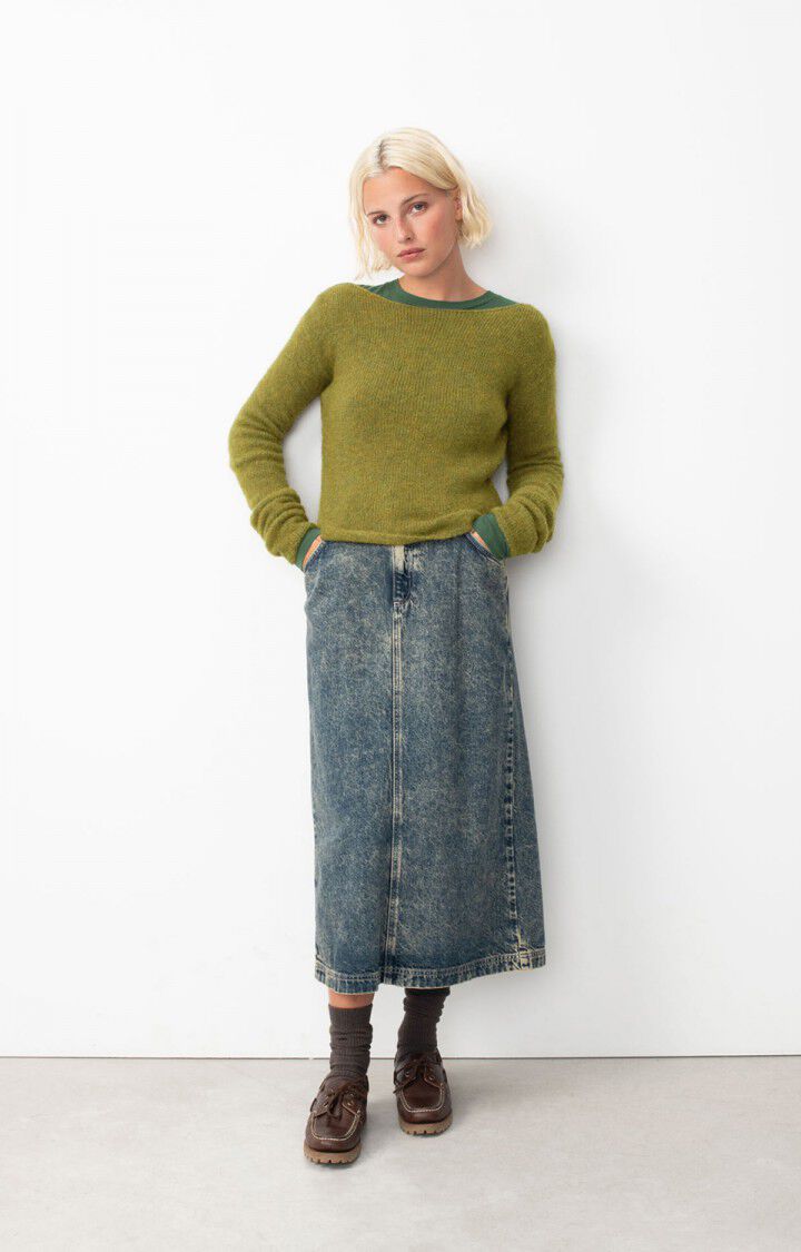 American Vintage Pull Femme East - KIWI CHINE 58 Manches Longues Vert - H24