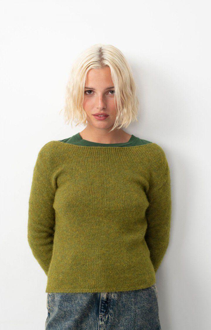 american vintage Pull femme East - KIWI CHINE 58 Manches longues Vert - H24