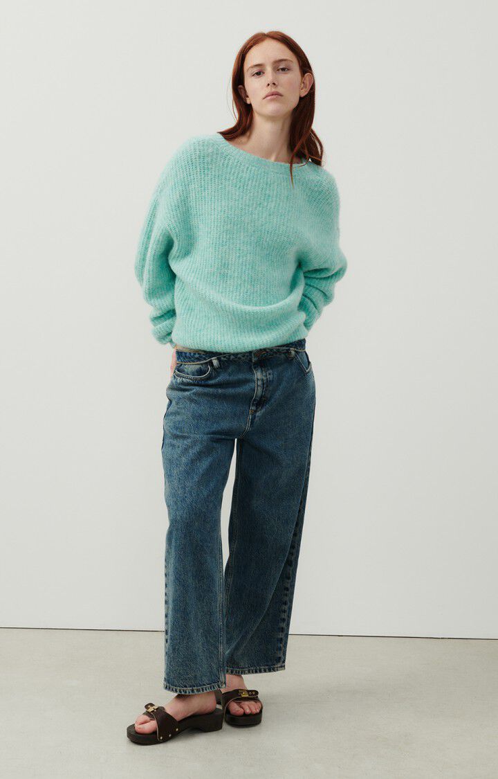 American Vintage Pull Femme East - LAGON CHINE 48 Manches Longues Bleu - E24