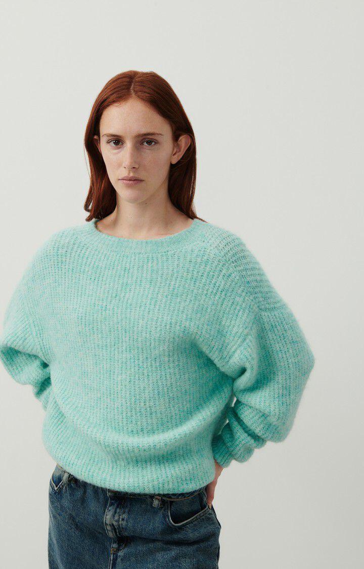 american vintage Pull femme East - LAGON CHINE 48 Manches longues Bleu - E24