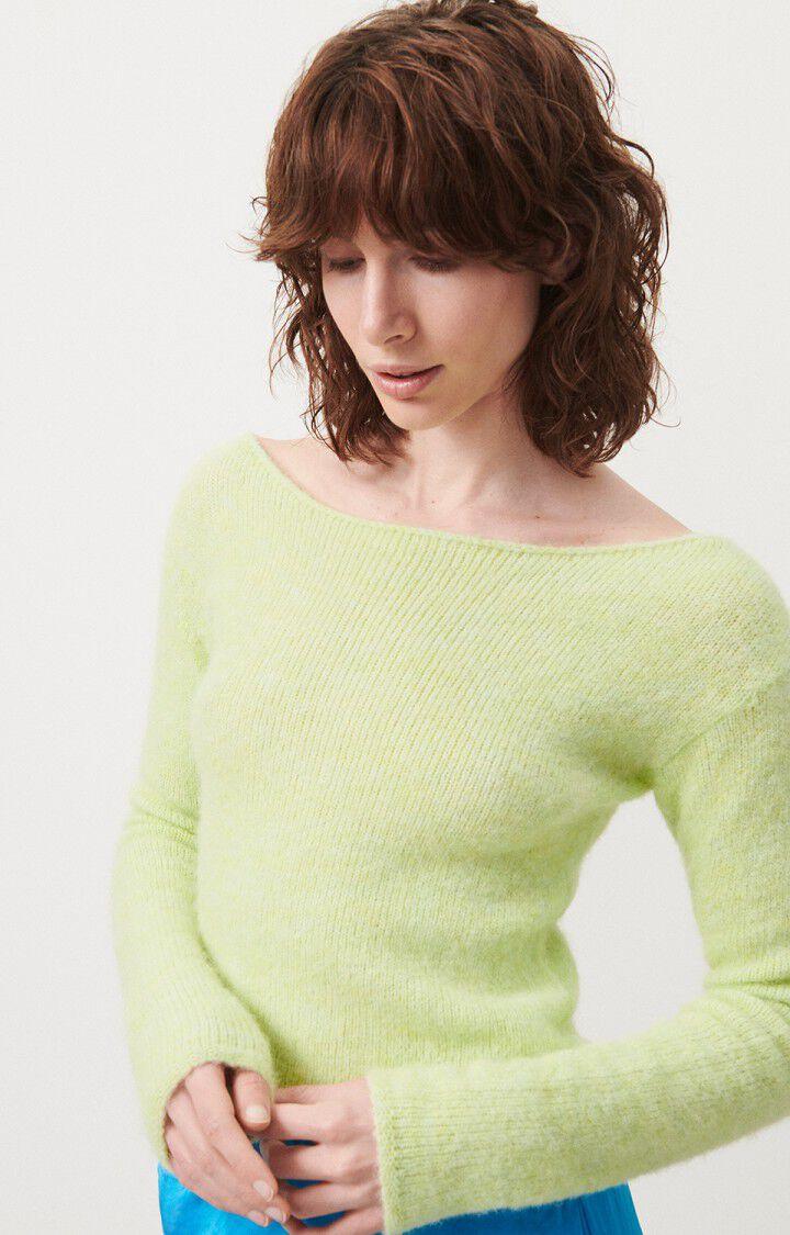 american vintage Pull femme East - LIME CHINE 58 Manches longues Vert - E24