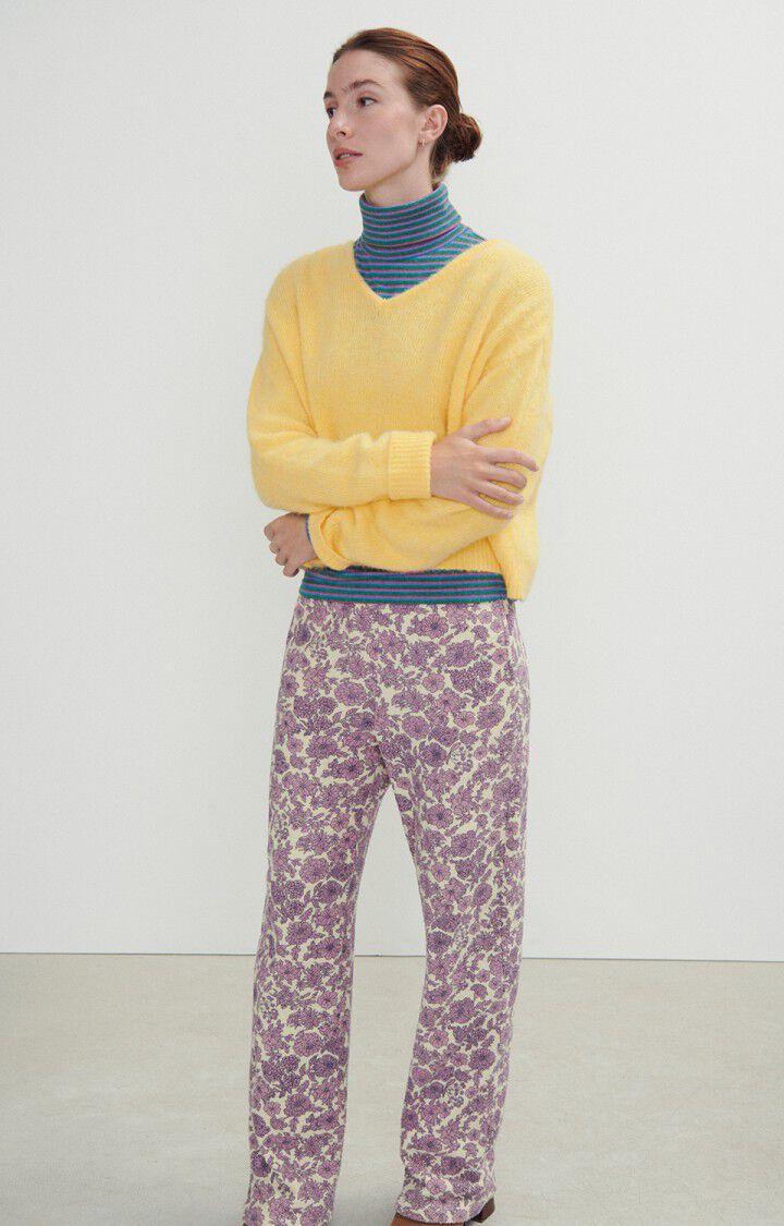 american vintage Pull femme East - LIMONADE CHINE 45 Manches longues Jaune - H23