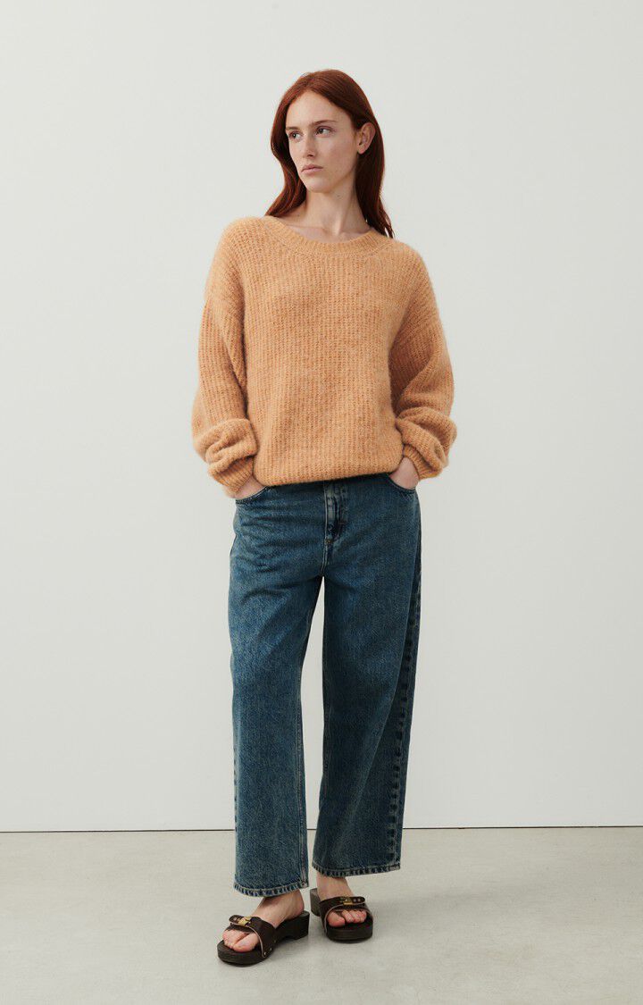 American Vintage Pull Femme East - MACADAMIA CHINE 48 Manches Longues Marron - E24