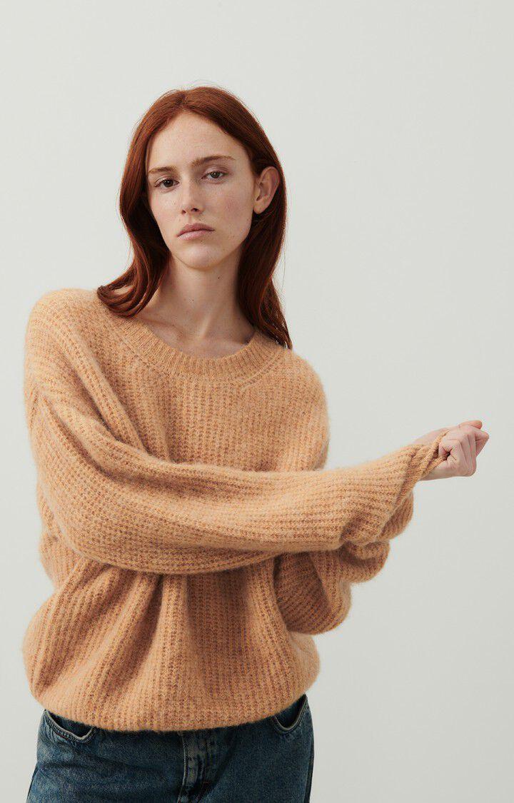 american vintage Pull femme East - MACADAMIA CHINE 48 Manches longues Marron - E24
