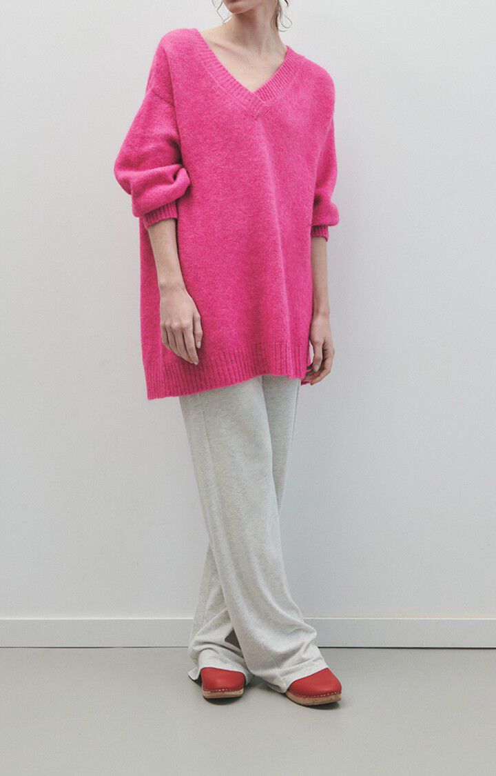 American Vintage Pull Femme East - MAGENTA CHINE 39 Manches Longues Rose - E23