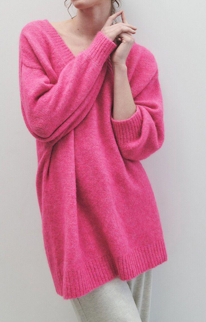 american vintage Pull femme East - MAGENTA CHINE 39 Manches longues Rose - E23