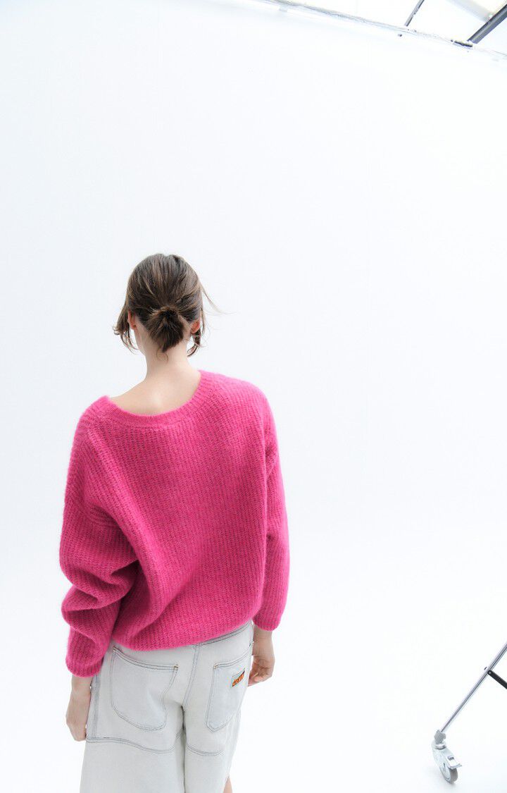 American Vintage Pull Femme East - MAGENTA CHINE 48 Manches Longues Rose - E23