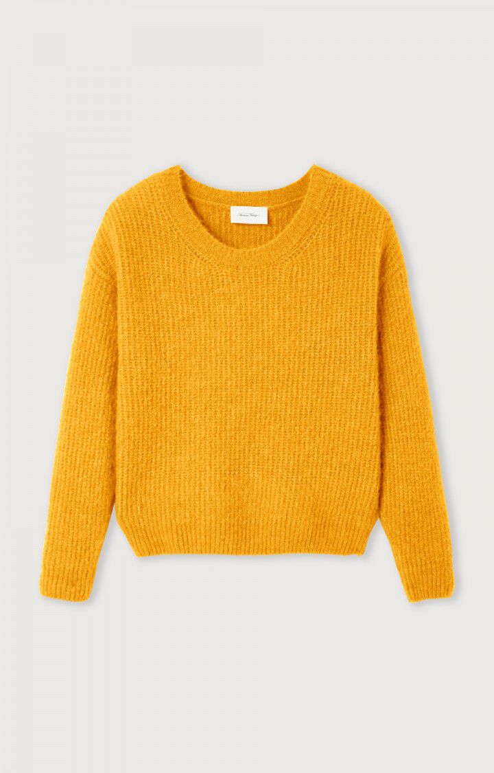 american vintage Pull femme East - MARMELADE CHINE 48 Manches longues Jaune - H22B