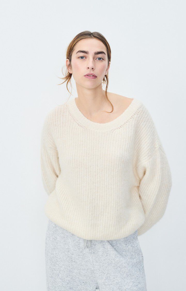 american vintage Pull femme East - NACRE CHINE 48 Manches longues Beige - E25