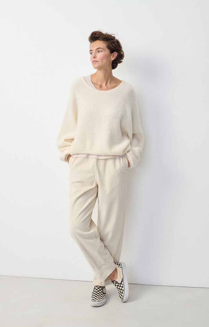 American Vintage Pull Femme East - NACRE CHINE 66 Manches Longues Beige - H24