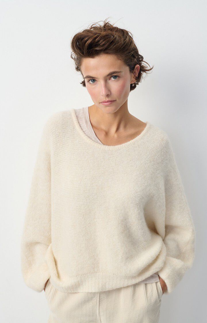 american vintage Pull femme East - NACRE CHINE 66 Manches longues Beige - H24