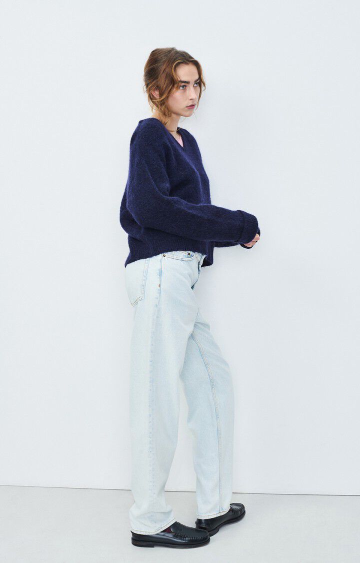 American Vintage Pull Femme East - NAVY CHINE 45 Manches Longues Bleu - E25