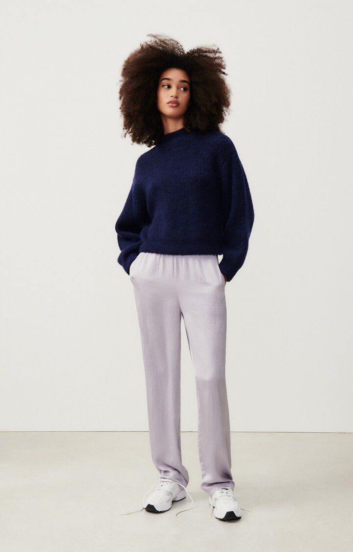 American Vintage Pull Femme East - NAVY CHINE 48 Manches Longues Bleu - E25