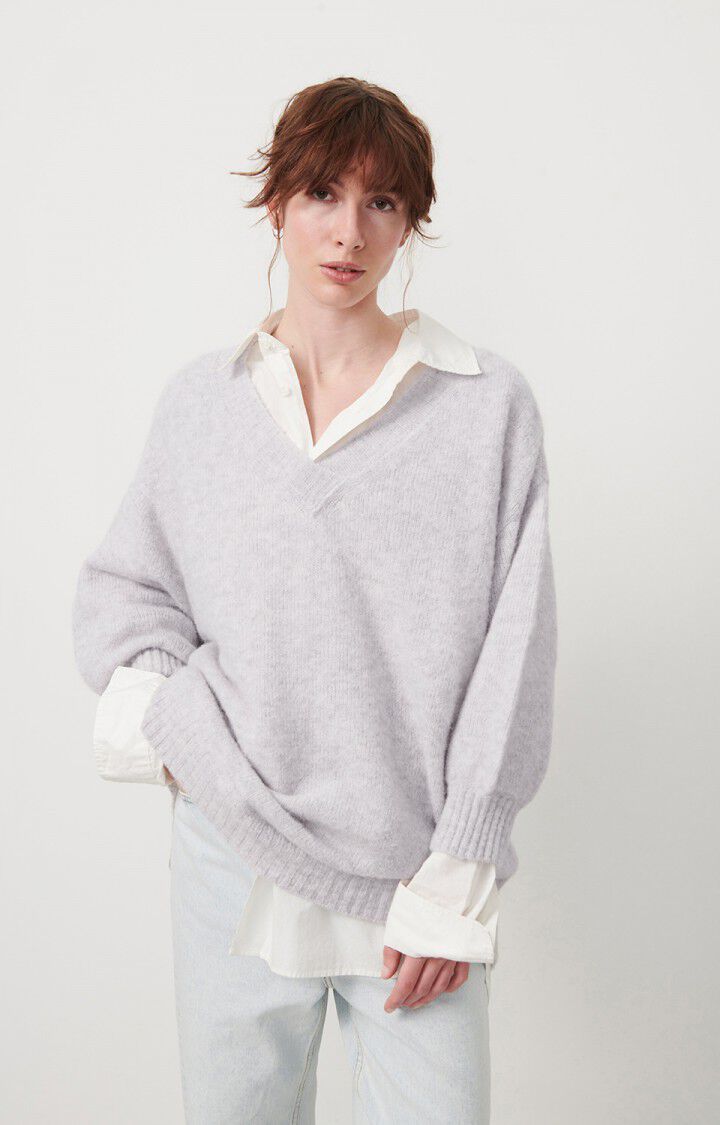 american vintage Pull femme East - NUAGE CHINE 39 Manches longues Bleu - E23