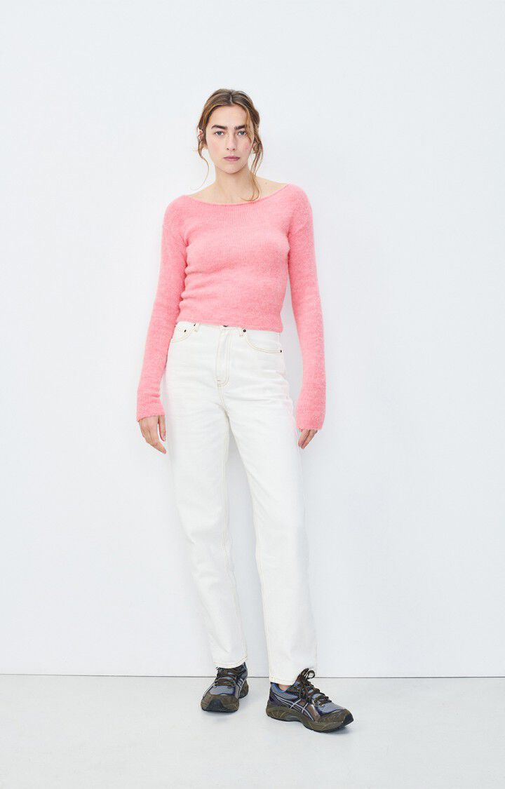 american vintage Pull femme East - ORCHIDEE CHINE 58 Manches longues Rose - H24