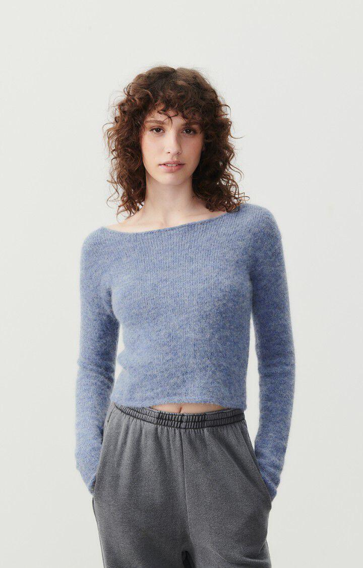 american vintage Pull femme East - OURAGAN CHINE 58 Manches longues Bleu - E24