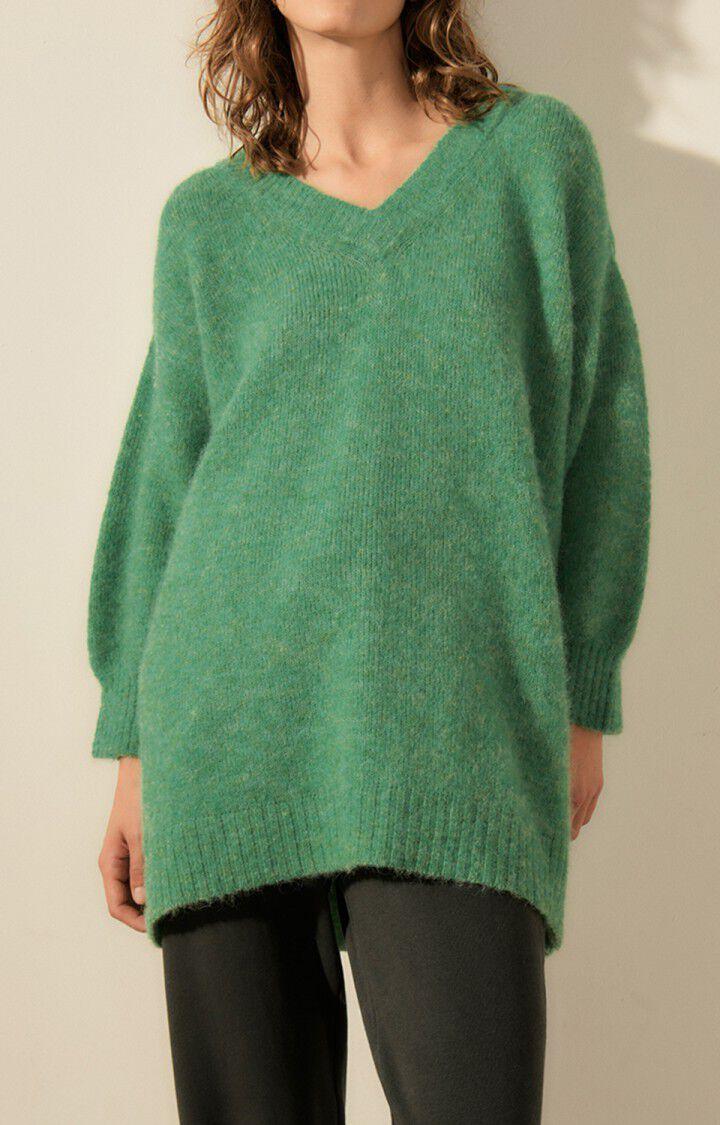 american vintage Pull femme East - PALMIER CHINE 39 Manches longues Vert - E23