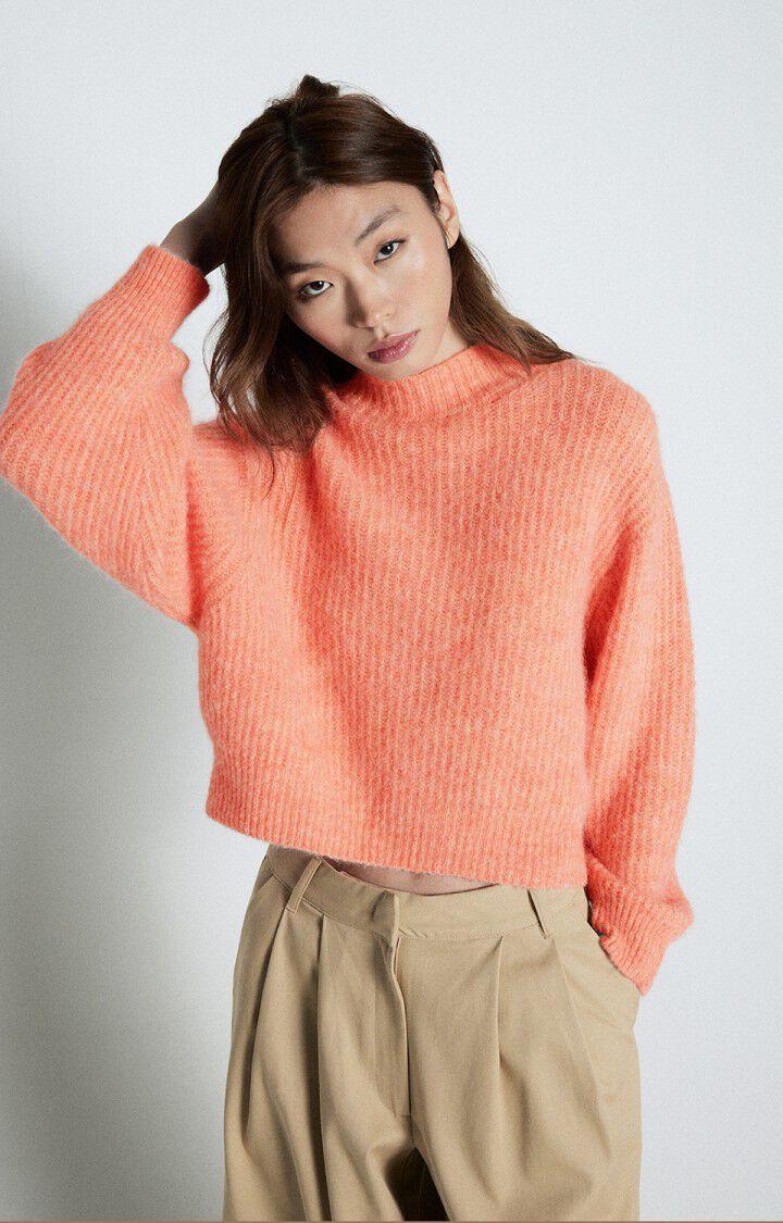 american vintage Pull femme East - PECHES BLANCHE CHINE 48 Manches longues Rose - E25