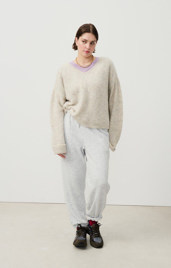 American Vintage Pull Femme East - POUDREUSE CHINE 45 Manches Longues Beige - E25