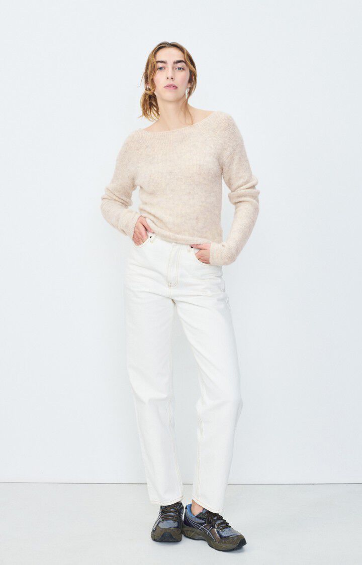 American Vintage Pull Femme East - POUDREUSE CHINE 58 Manches Longues Beige - H24