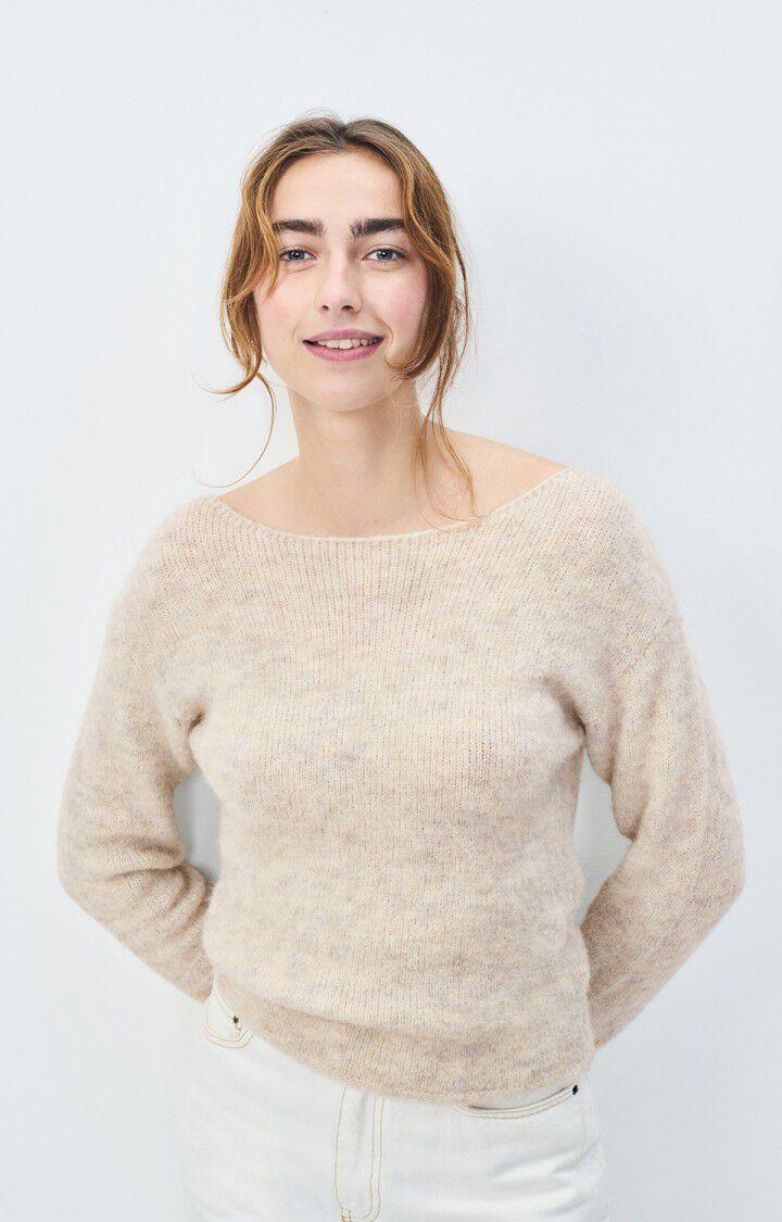 american vintage Pull femme East - POUDREUSE CHINE 58 Manches longues Beige - H24