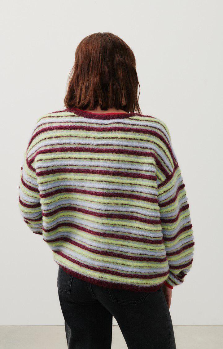 American Vintage Pull Femme East - RAYURES BORDEAUX CHINE 52 Manches Longues Vert - H23