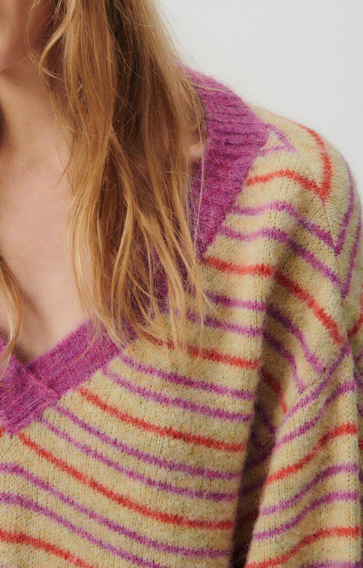 American Vintage Pull Femme East - RAYURES RETRO 39 Manches Longues Beige - E23