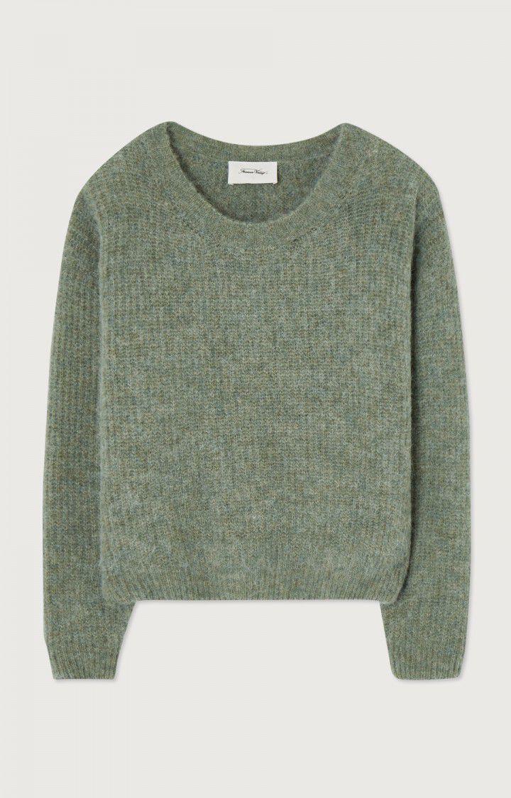 american vintage Pull femme East - VERT DE GRIS CHINE 48 Manches longues Vert - E23B