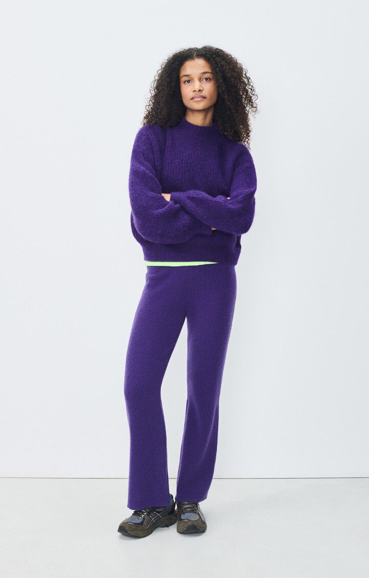 American Vintage Pull Femme East - VIOLET CHINE 48 Manches Longues Violet - E25