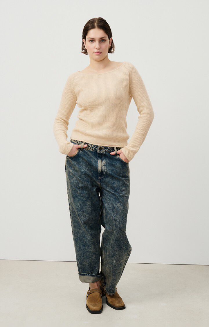 American Vintage Pull Femme Falyday - BISCUIT CHINE 67 Manches Longues Beige - H24