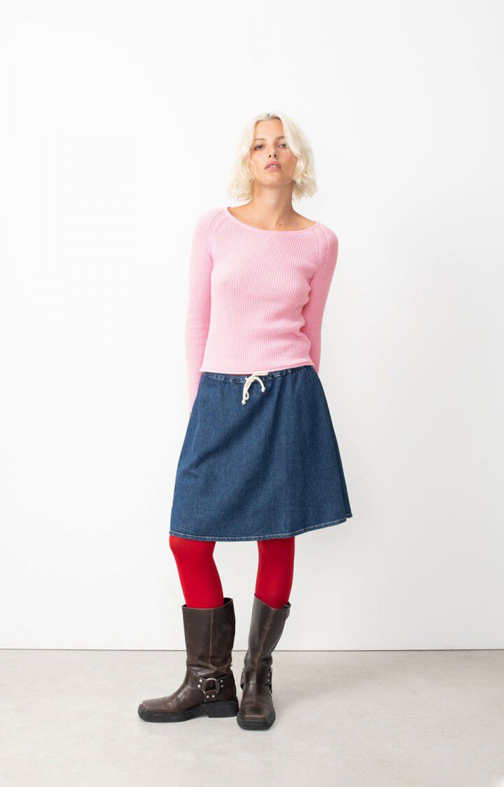 American Vintage Pull Femme Falyday - ROSE POUDREE CHINE 67 Manches Longues Rose - H24