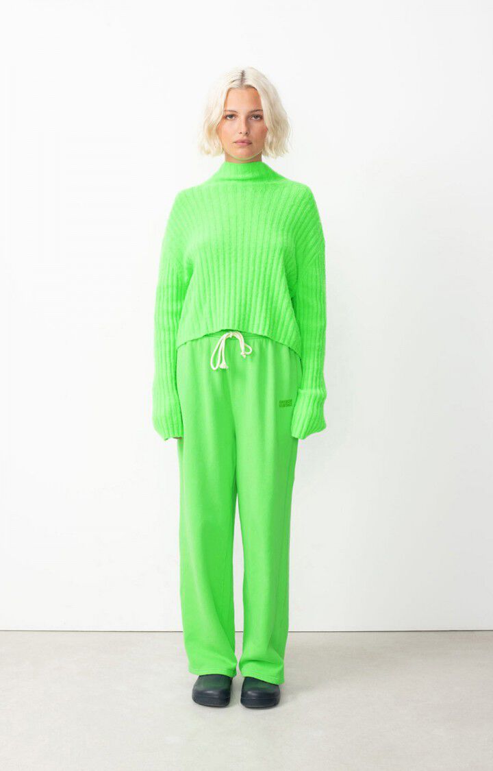 American Vintage Pull Femme Falyday - VERT FLUO 55 Manches Longues Vert - H24