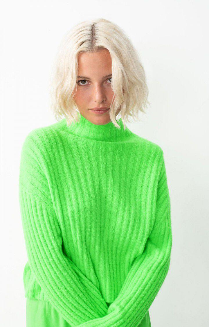 american vintage Pull femme Falyday - VERT FLUO 55 Manches longues Vert - H24