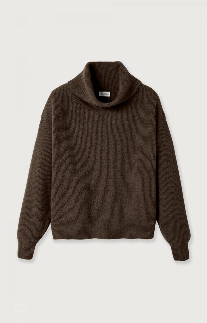 american vintage Pull femme Giky - BRUNETTE 50 Manches longues Marron - H22B